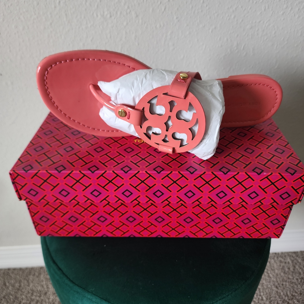 Tory Burch Coral Patent Miller Sandals